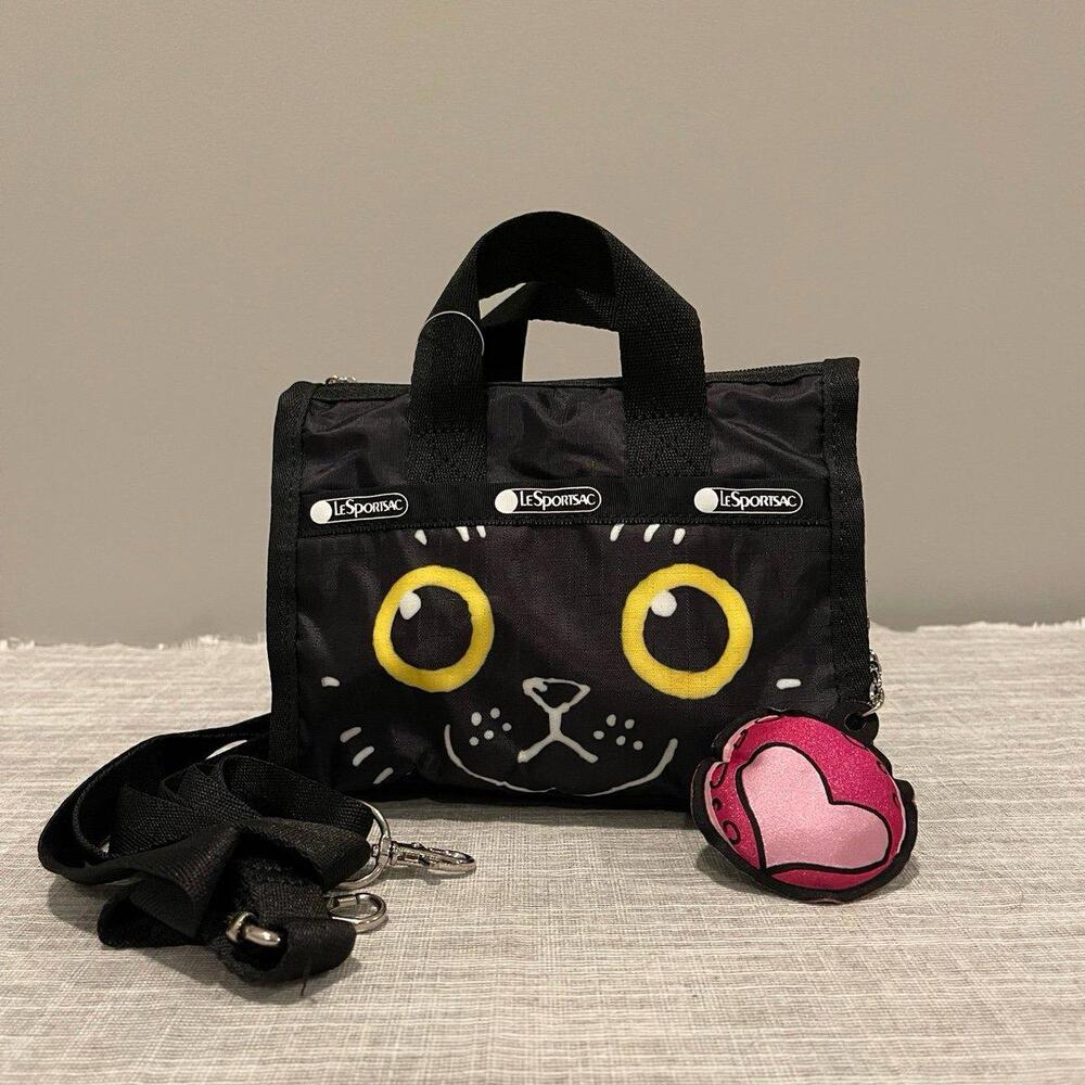 Lesportsac Strangecat Petite Weekender with Charm NWT